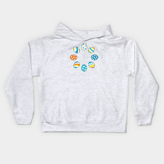 Eggs | Yellow Orange Blue | Stripes | Dots | Clouds | Dark Green Kids Hoodie by Wintre2